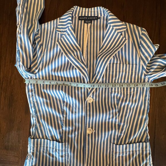 VINTAGE Ralph Lauren 100% Cotton Blue& White Blazer, Size 8 - Picture 7 of 8